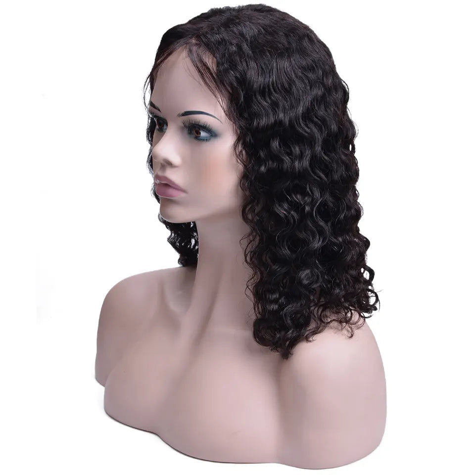 Deep Carl Wavy Front-Lace Wig 180% Density, Color Natural Black #1b