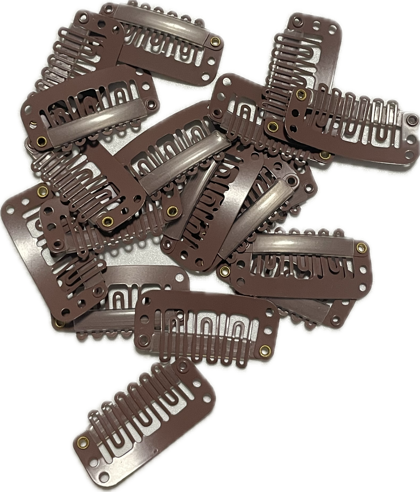 Clip for extensions - 10 pieces - brown