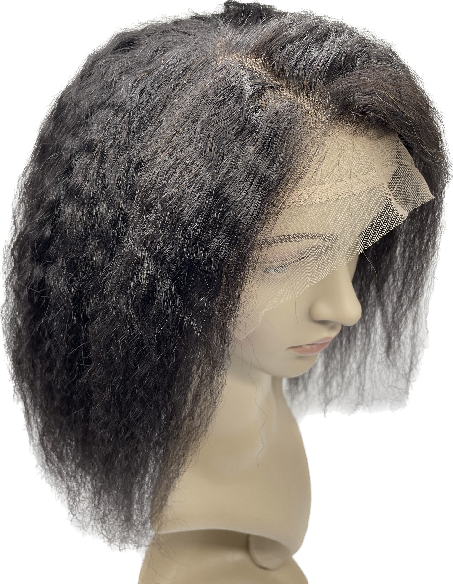 Kinky Straight Front-Lace Wig 180% Density, Color Natural Black #1b