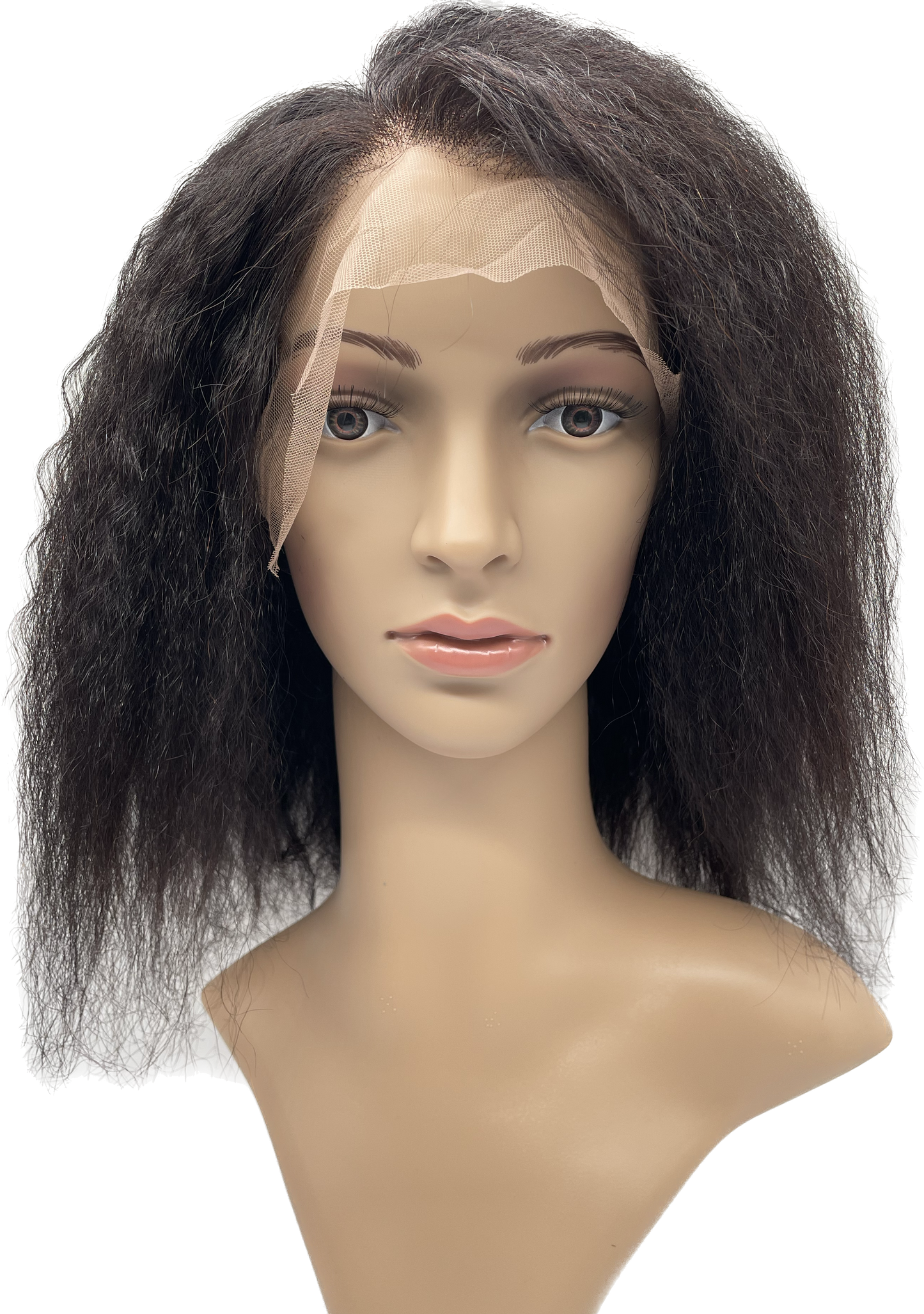 Kinky Straight Front-Lace Wig 180% Density, Color Natural Black #1b