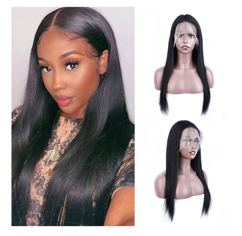 Front-Lace Straight wave Wig 180% Density, Color Natural Black #1b