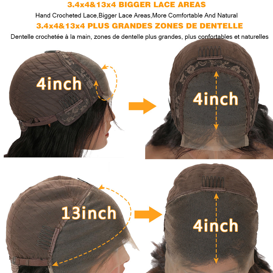 Front-Lace Wavy Wig 180% Density, Color Natural Black #1b