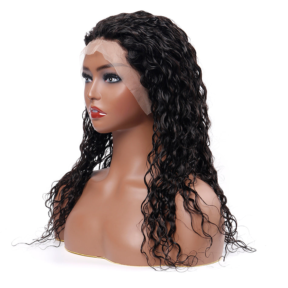 Front-Lace Wavy Wig 180% Density, Color Natural Black #1b