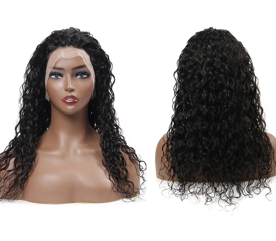 Front-Lace Wavy Wig 180% Density, Color Natural Black #1b