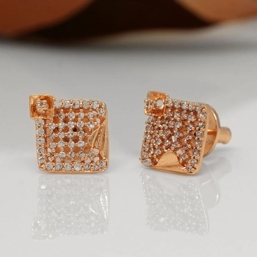 White Color American Diamond Stud Earrings
