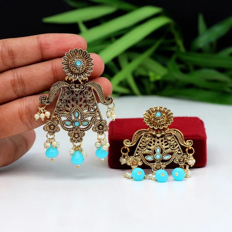 Firozi Color Antique Earrings