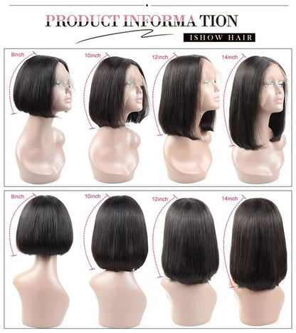 Bob Front-Lace Wig 180% Density, Color Natural  Black #1b