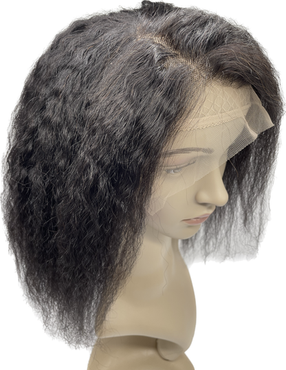 Kinky Straight Front-Lace Wig 180% Density, Color Natural  Black #1b