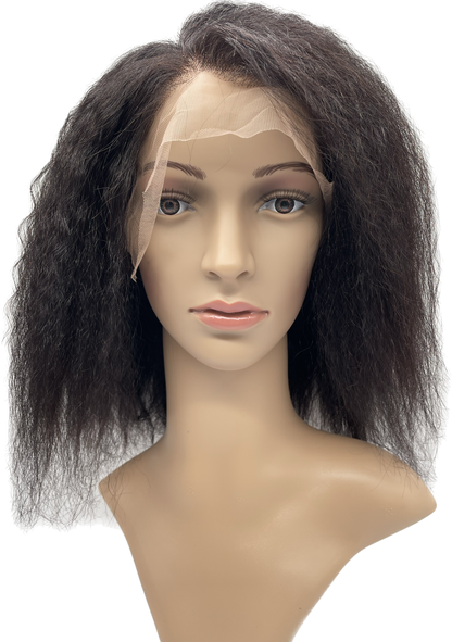 Kinky Straight Front-Lace Wig 180% Density, Color Natural  Black #1b