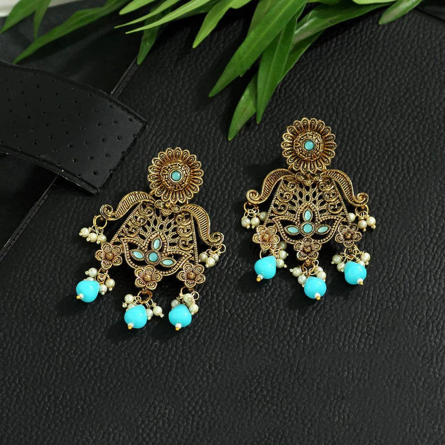 Firozi Color Antique Earrings