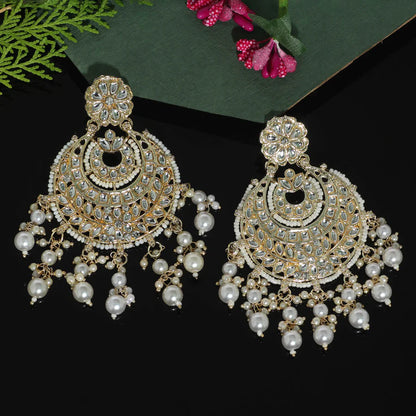 White Color Kundan Earrings