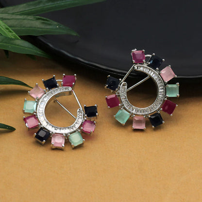 Multi Color Premium American Diamond Earrings